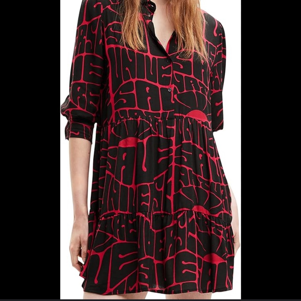 Desigual short dress Love the World Red black NWT Medium